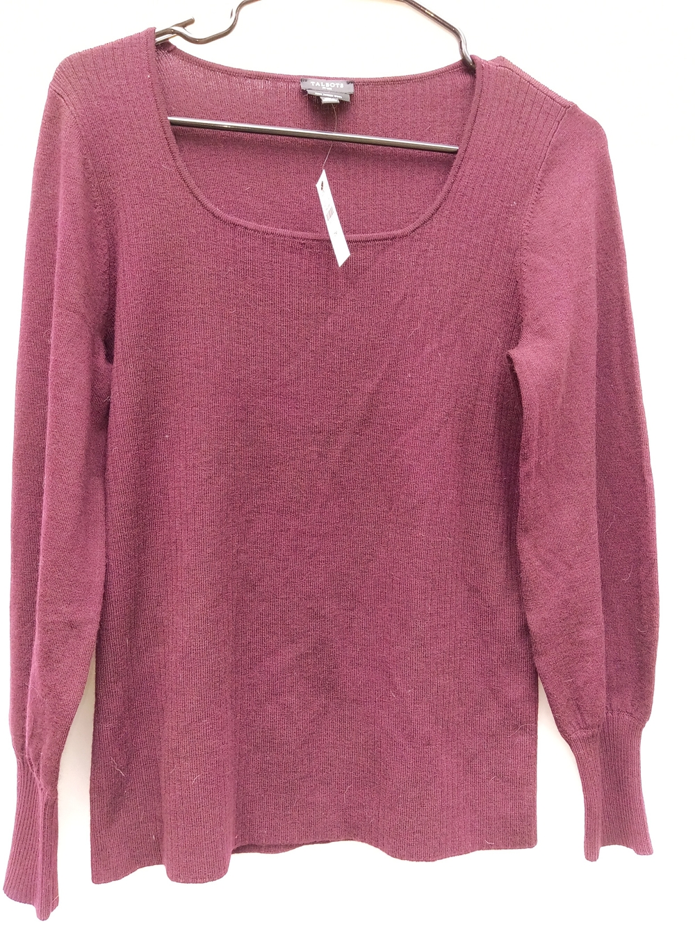 Talbots 100% Merino Wool Square Neck Sweater in Burgundy Size Medium Minimalist
